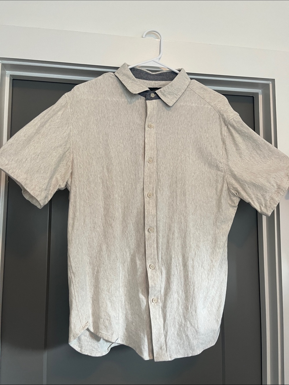 Men's Short-Sleeve Casual Button-Down Shirt - Light Beige